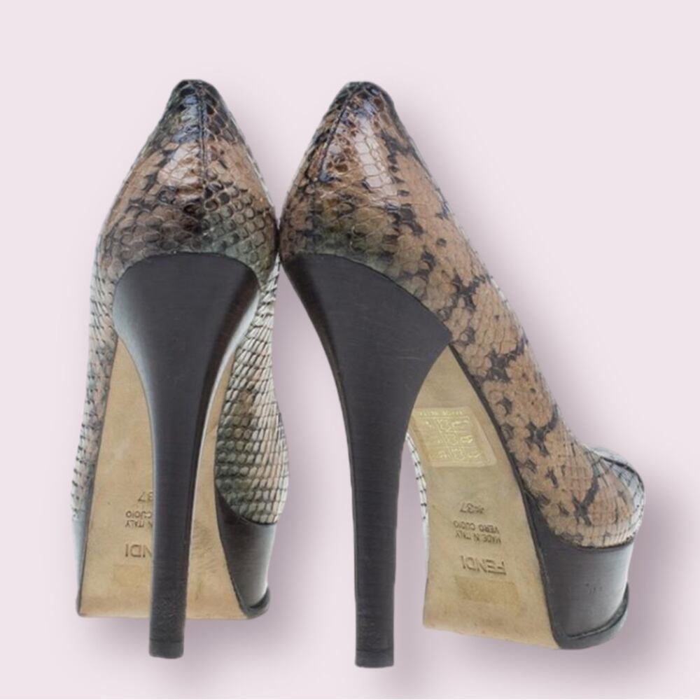 Fendi Brown Python Platform Pumps | Size 8.5 - image 4